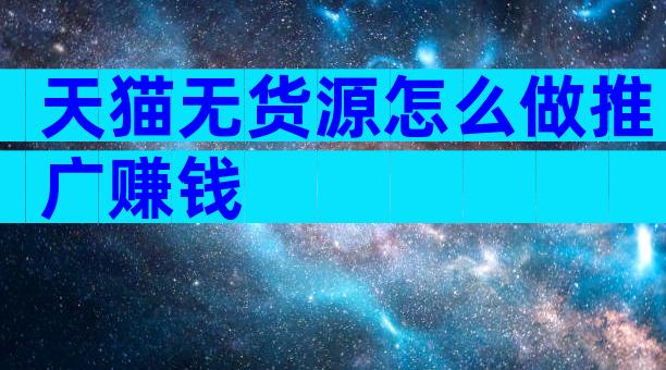 天猫无货源怎么做推广赚钱