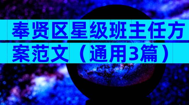 奉贤区星级班主任方案范文（通用3篇）