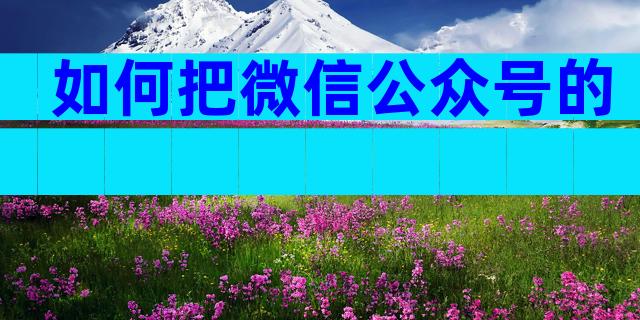 如何把微信公众号的