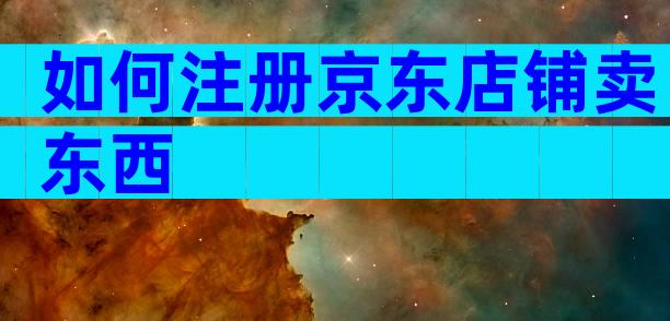 如何注册京东店铺卖东西