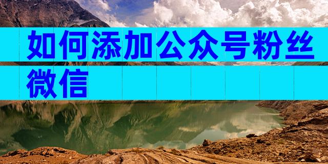 如何添加公众号粉丝微信