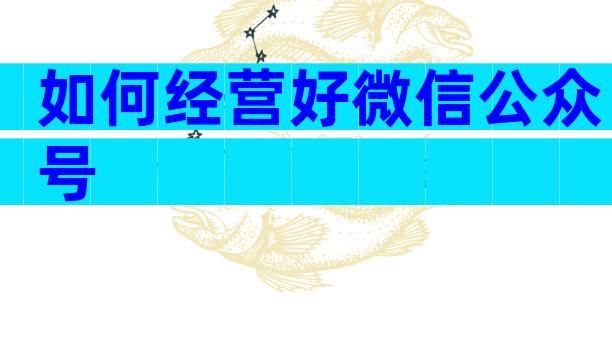 如何经营好微信公众号