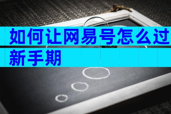 如何让网易号怎么过新手期