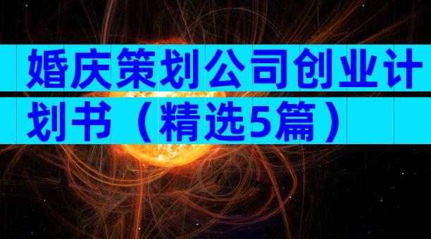 婚庆策划公司创业计划书（精选5篇）