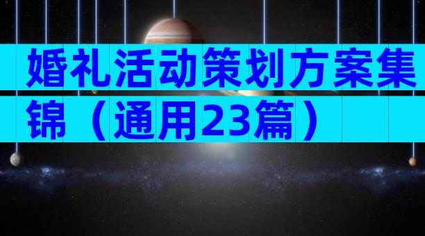 婚礼活动策划方案集锦（通用23篇）