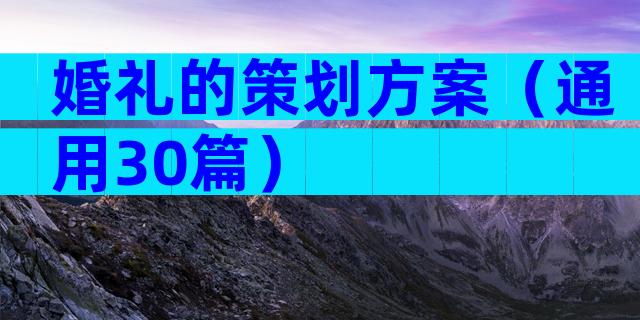 婚礼的策划方案（通用30篇）