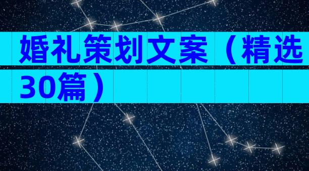 婚礼策划文案（精选30篇）