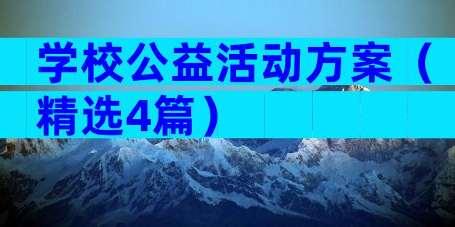 学校公益活动方案（精选4篇）