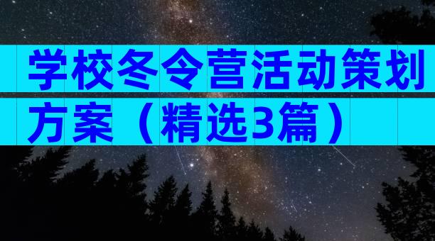 学校冬令营活动策划方案（精选3篇）