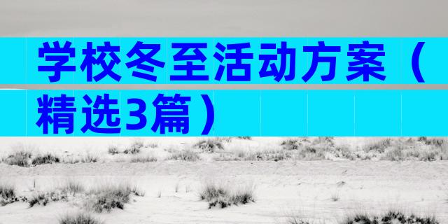 学校冬至活动方案（精选3篇）