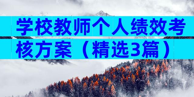 学校教师个人绩效考核方案（精选3篇）
