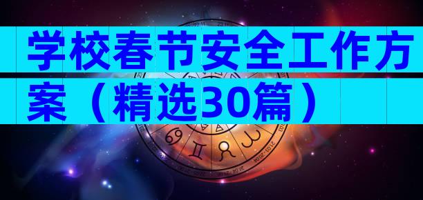 学校春节安全工作方案（精选30篇）