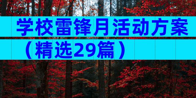 学校雷锋月活动方案（精选29篇）