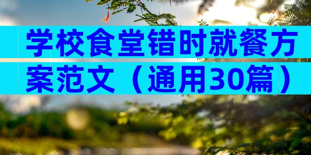 学校食堂错时就餐方案范文（通用30篇）