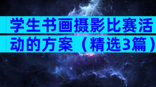 学生书画摄影比赛活动的方案（精选3篇）