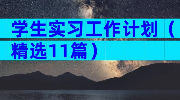 学生实习工作计划（精选11篇）