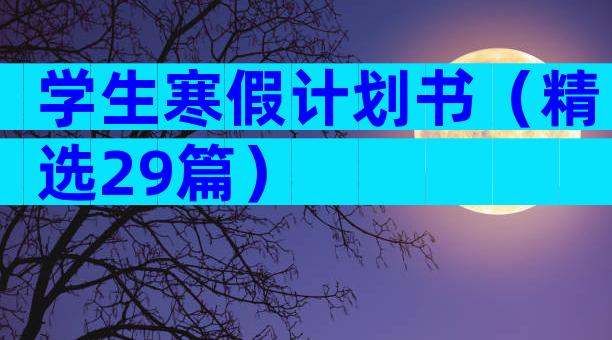 学生寒假计划书（精选29篇）