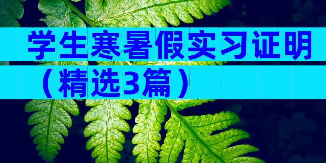 学生寒暑假实习证明（精选3篇）