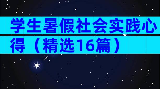 学生暑假社会实践心得（精选16篇）