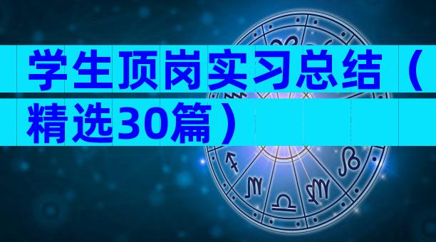 学生顶岗实习总结（精选30篇）