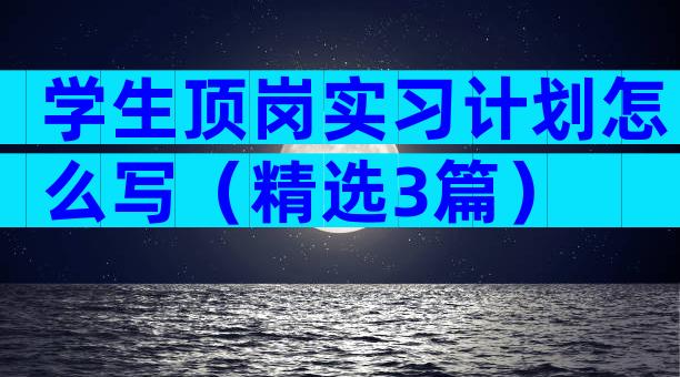 学生顶岗实习计划怎么写（精选3篇）