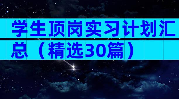学生顶岗实习计划汇总（精选30篇）