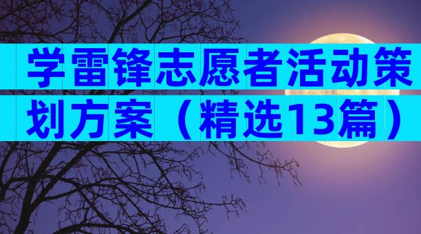 学雷锋志愿者活动策划方案（精选13篇）