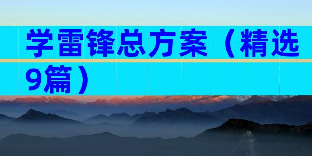 学雷锋总方案（精选9篇）