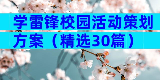 学雷锋校园活动策划方案（精选30篇）