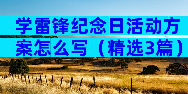 学雷锋纪念日活动方案怎么写（精选3篇）