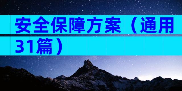 安全保障方案（通用31篇）