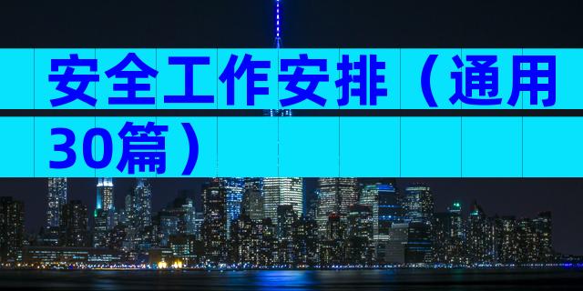 安全工作安排（通用30篇）