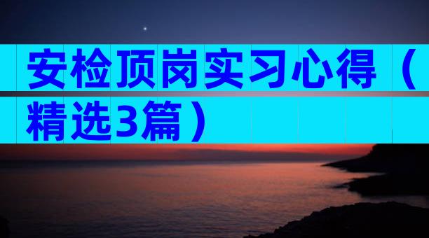 安检顶岗实习心得（精选3篇）