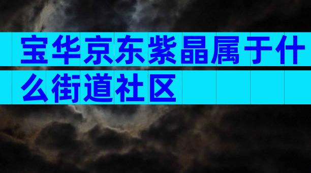 宝华京东紫晶属于什么街道社区