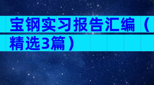 宝钢实习报告汇编（精选3篇）