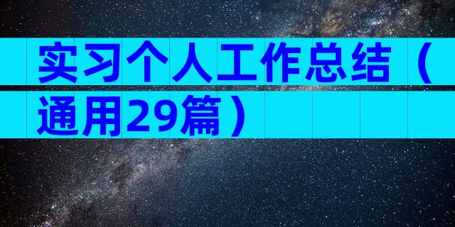 实习个人工作总结（通用29篇）