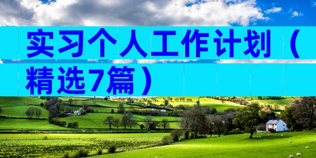 实习个人工作计划（精选7篇）