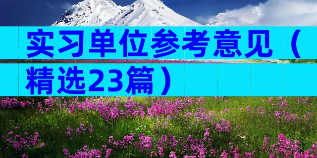 实习单位参考意见（精选23篇）