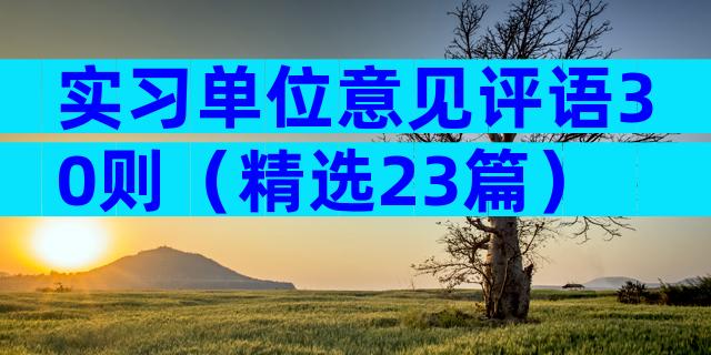 实习单位意见评语30则（精选23篇）