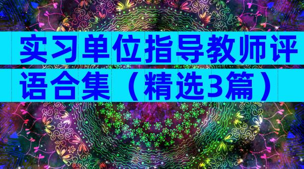 实习单位指导教师评语合集（精选3篇）