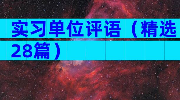 实习单位评语（精选28篇）