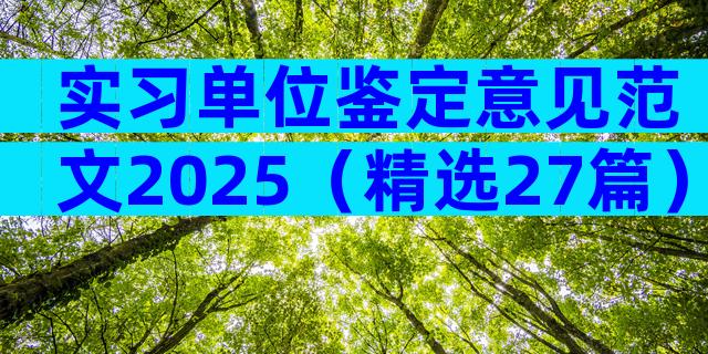 实习单位鉴定意见范文2025（精选27篇）