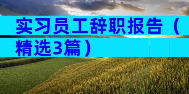 实习员工辞职报告（精选3篇）