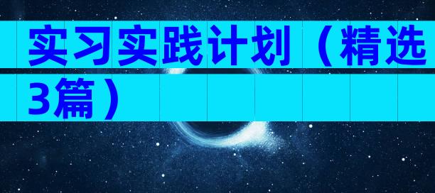 实习实践计划（精选3篇）