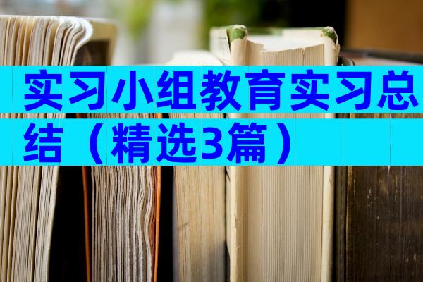 实习小组教育实习总结（精选3篇）