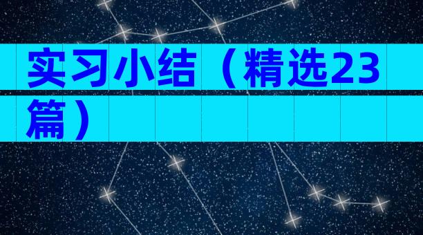 实习小结（精选23篇）