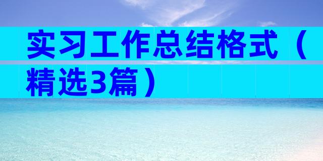实习工作总结格式（精选3篇）