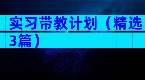 实习带教计划（精选3篇）