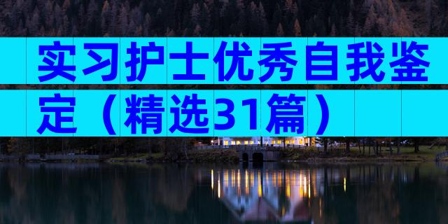 实习护士优秀自我鉴定（精选31篇）