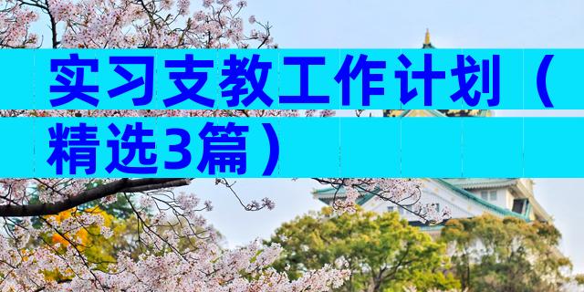 实习支教工作计划（精选3篇）